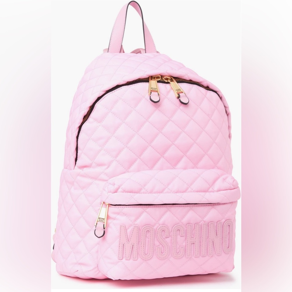 MOSCHINO Pink Quilted Logo Backpack